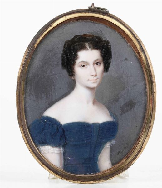 Giorgio Banchi 1789-1853, miniatura con figura femminile  - Asta Argenti da Collezione - Antichi - Associazione Nazionale - Case d'Asta italiane