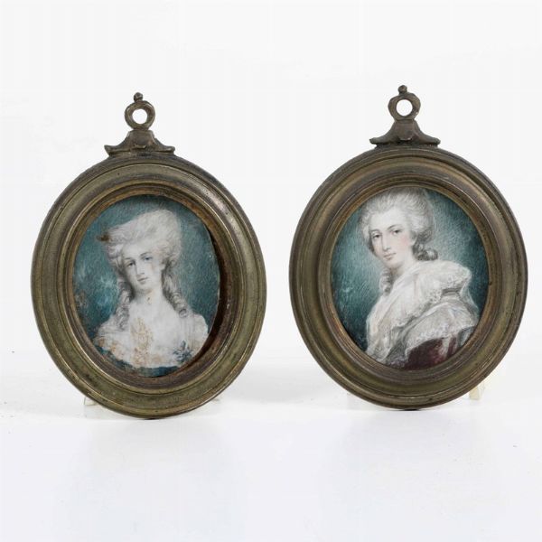 Due miniature con figura femminile entro cornici ovali  - Asta Argenti da Collezione - Antichi - Associazione Nazionale - Case d'Asta italiane