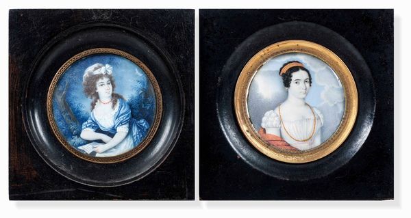 Due miniature con figure femminili  - Asta Argenti da Collezione - Antichi - Associazione Nazionale - Case d'Asta italiane