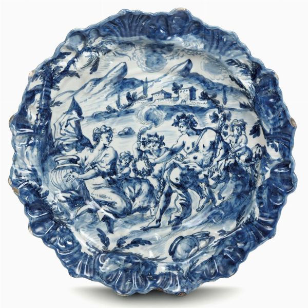 Grande piatto Liguria, probabilmente Savona, prima met del XVIII secolo  - Asta Maioliche e Porcellane - Associazione Nazionale - Case d'Asta italiane