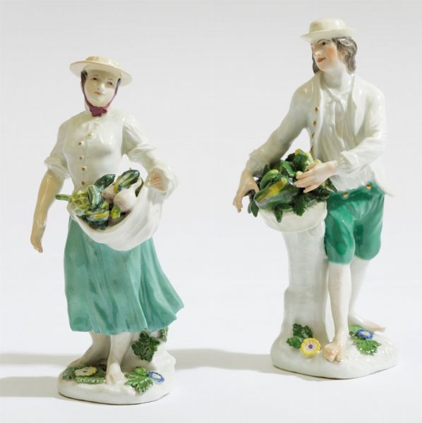 Coppia di figurine Meissen, 1750 circa Modelli di Johann Friedrichch Eberlein (1696-1749)  - Asta Maioliche e Porcellane - Associazione Nazionale - Case d'Asta italiane