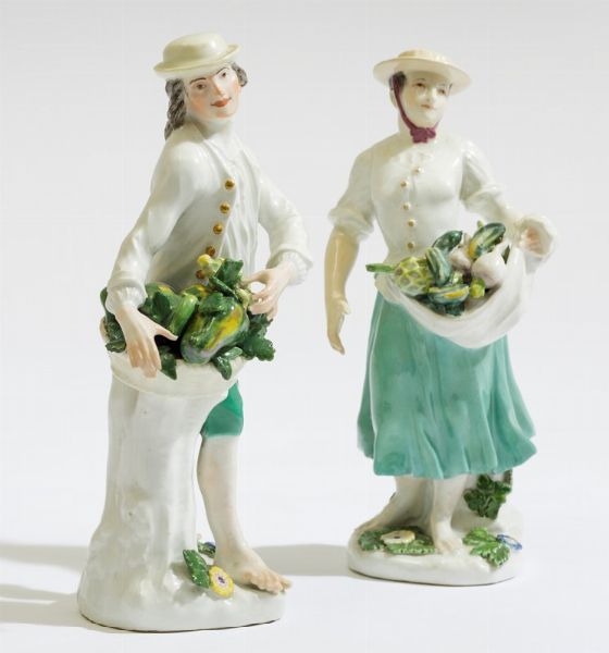 Coppia di figurine Meissen, 1750 circa Modelli di Johann Friedrichch Eberlein (1696-1749)  - Asta Maioliche e Porcellane - Associazione Nazionale - Case d'Asta italiane