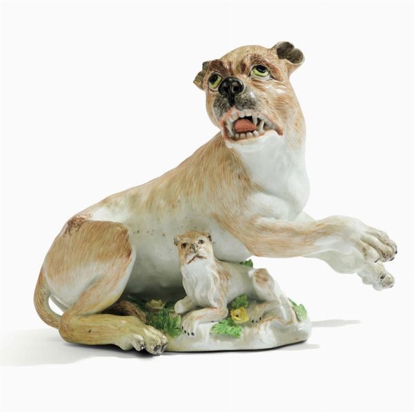 Figurina di leonessa Meissen, met del XVIII secolo  - Asta Maioliche e Porcellane - Associazione Nazionale - Case d'Asta italiane