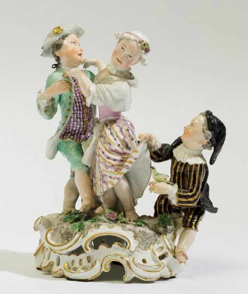 Raro gruppo Meissen, 1763-1774 Modello di Carl Christoph Punct (?-1765)  - Asta Maioliche e Porcellane - Associazione Nazionale - Case d'Asta italiane