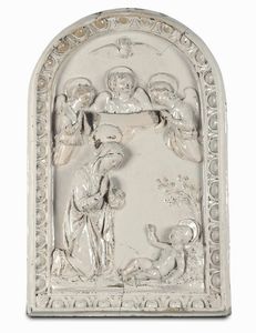 Targa a rilievo Manifattura di ambito robbiano, 1550-1600 circa  - Asta Maioliche e Porcellane - Associazione Nazionale - Case d'Asta italiane