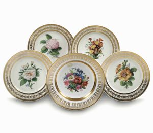 Cinque piatti Doccia, Manifattura Ginori, 1830-1840 circa  - Asta Maioliche e Porcellane - Associazione Nazionale - Case d'Asta italiane
