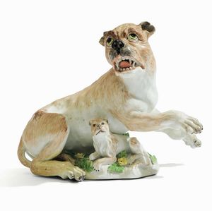 Figurina di leonessa Meissen, met del XVIII secolo  - Asta Maioliche e Porcellane - Associazione Nazionale - Case d'Asta italiane