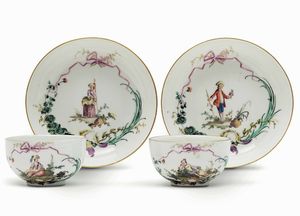 Coppia di tazze con piattino Meissen, 1763-1774  - Asta Maioliche e Porcellane - Associazione Nazionale - Case d'Asta italiane