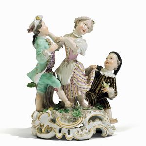 Raro gruppo Meissen, 1763-1774 Modello di Carl Christoph Punct (?-1765)  - Asta Maioliche e Porcellane - Associazione Nazionale - Case d'Asta italiane