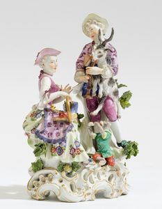 Gruppo allegorico delludito Meissen, 1763-1774 Modello di Carl Christoph Punct (?-1765)  - Asta Maioliche e Porcellane - Associazione Nazionale - Case d'Asta italiane
