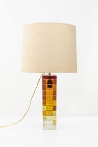 POLIARTE - Lampada da tavolo costituita da prismi in vetro di Murano. Anni '70 h cm 65
