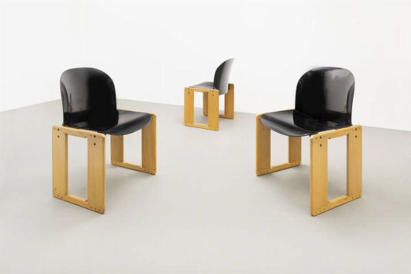 AFRA E TOBIA SCARPA : Tre sedie mod. Dialogo  - Asta Asta 175 Design - Associazione Nazionale - Case d'Asta italiane
