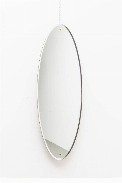CRISTAL ART : Specchio in cristallo specchiato molato  dettagli in ottone. Anni '60 cm 150x55  - Asta Asta 175 Design - Associazione Nazionale - Case d'Asta italiane