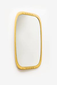OSVALDO BORSANI  attribuito - Grande specchiera con cornice in legno dorato e laccato. Anni '50 cm 170x96