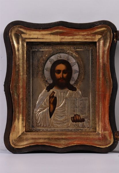 Cristo Pantocratore  - Asta Arredi Antichi, Icone Russe e una collezione di modelli di mobili - Associazione Nazionale - Case d'Asta italiane