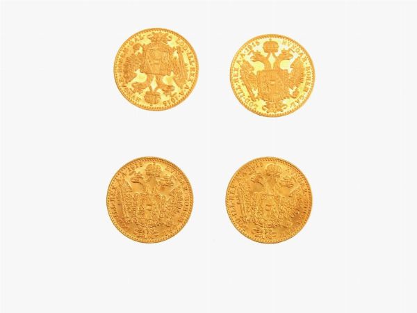 Quattro monete da 1 Ducato, Francesco Giuseppe I (1848-1916)  - Asta Gioielli, Orologi e Monete d'Oro - Associazione Nazionale - Case d'Asta italiane