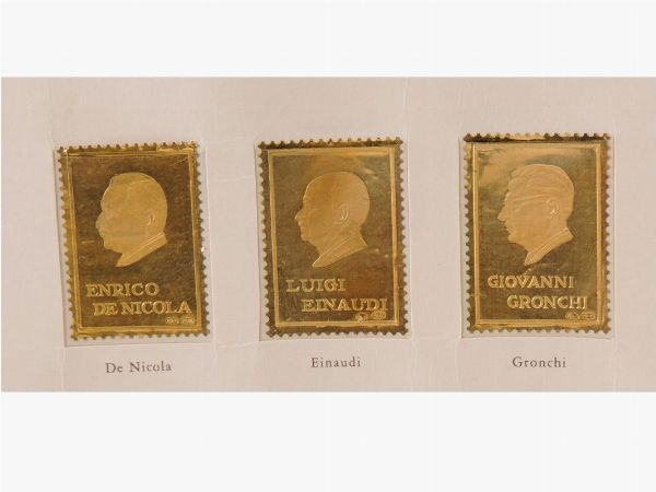 Sei francobolli in oro 999,9/  - Asta Gioielli, Orologi e Monete d'Oro - Associazione Nazionale - Case d'Asta italiane