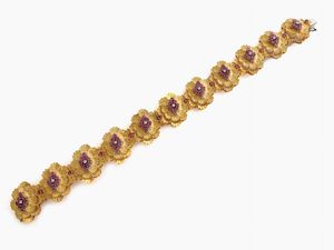 Bracciale in oro giallo con diamanti e rubini  - Asta Gioielli, Orologi e Monete d'Oro - Associazione Nazionale - Case d'Asta italiane