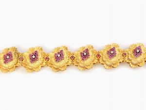 Bracciale in oro giallo con diamanti e rubini  - Asta Gioielli, Orologi e Monete d'Oro - Associazione Nazionale - Case d'Asta italiane
