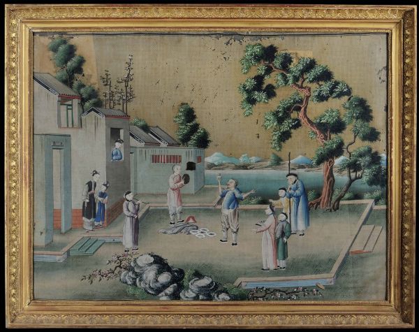 Dipinto su carta raffigurante scena di vita comune, Cina, Dinastia Qing, epoca Qianlong (1736-1796)  - Asta Fine Chinese Works of Art - Associazione Nazionale - Case d'Asta italiane