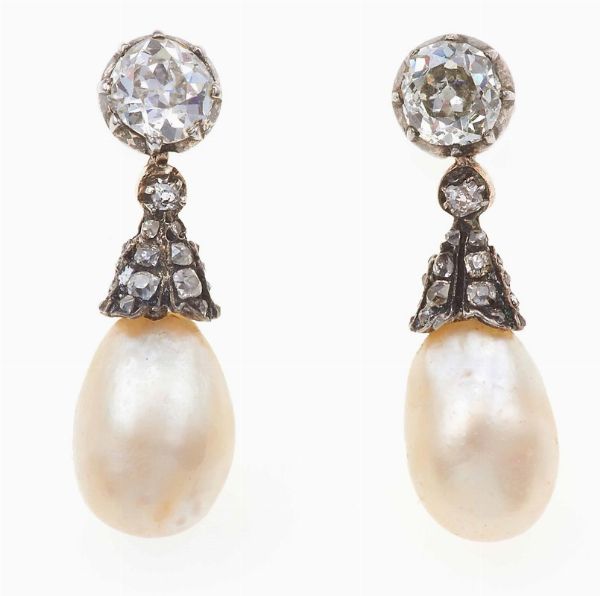Orecchini con perle naturali  - Asta Fine Jewels - Associazione Nazionale - Case d'Asta italiane