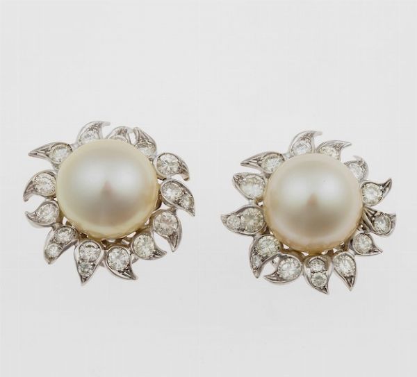 Orecchini con perle e diamanti  - Asta Fine Jewels - Associazione Nazionale - Case d'Asta italiane