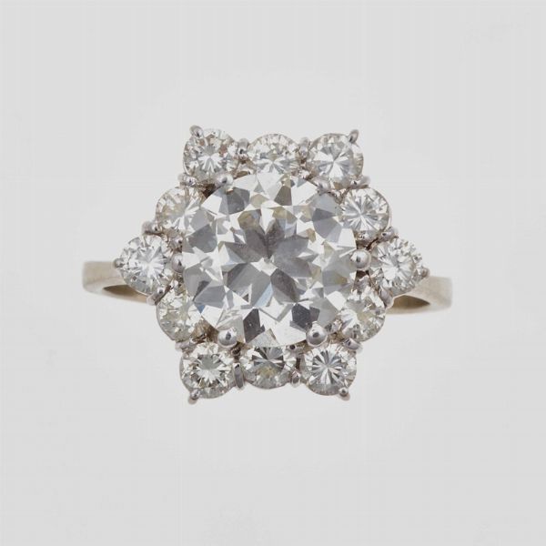 Anello con diamante di vecchio taglio di ct 2.00 circa  - Asta Fine Jewels - Associazione Nazionale - Case d'Asta italiane