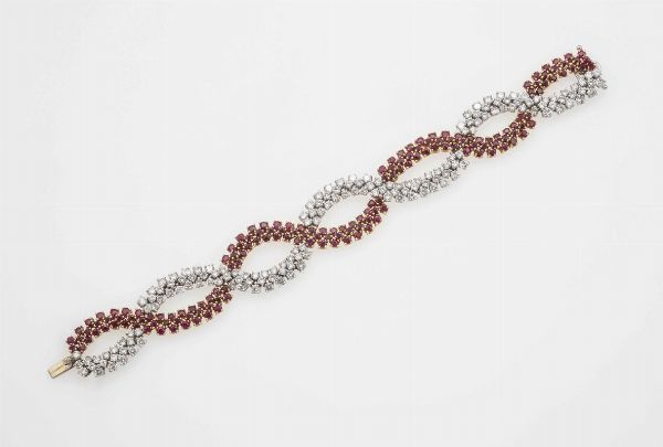Bracciale con diamanti e rubini Burma  - Asta Fine Jewels - Associazione Nazionale - Case d'Asta italiane