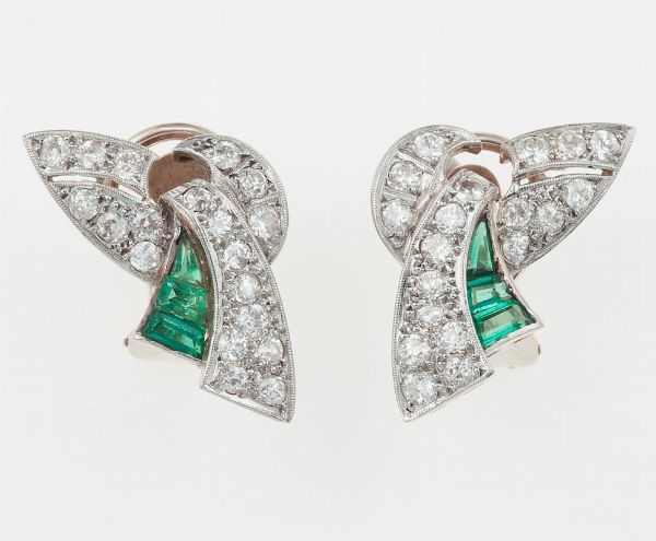 Orecchini con diamanti e smeraldi  - Asta Fine Jewels - Associazione Nazionale - Case d'Asta italiane