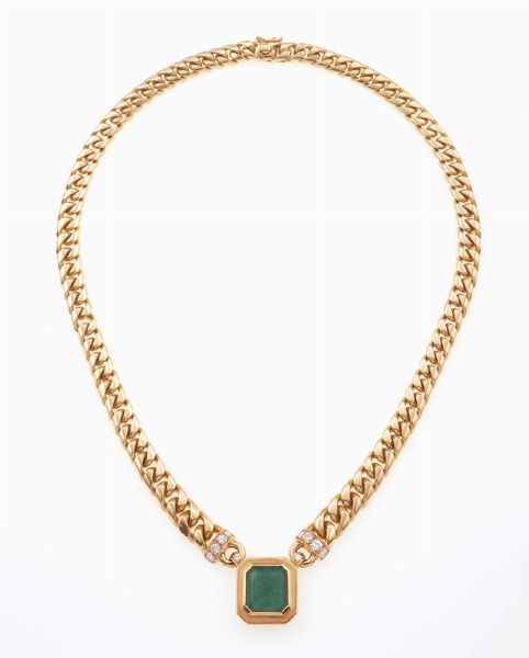 Girocollo con smeraldo e piccoli diamanti  - Asta Fine Jewels - Associazione Nazionale - Case d'Asta italiane