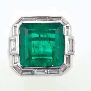 Anello con smeraldo Colombia di ct 10.75 circa  - Asta Fine Jewels - Associazione Nazionale - Case d'Asta italiane