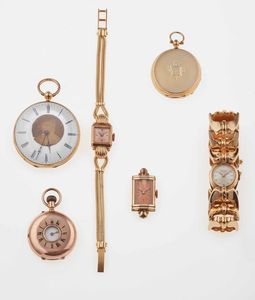 Lotto composto da due orologi da polso, tre orologi da tasca ed una cassa  - Asta Fine Jewels - Associazione Nazionale - Case d'Asta italiane