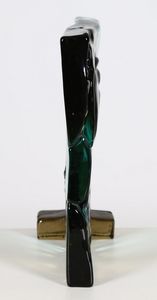 BARBINI ALFREDO (1912 - 2007) : Scultura in vetro massello nei toni del bruno e verde anni Sessanta.  - Asta ASTA 306 - DESIGN (Online) - Associazione Nazionale - Case d'Asta italiane