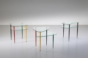 PAOLI EDOARDO - Tre tavolini da salotto, produzione Vitrex anni Cinquanta.