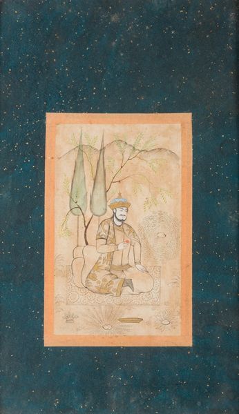 Arte Islamica : Miniatura raffigurante un uomo sotto due cipressi Iran, XIX secolo  - Asta ASTA ISLAMICA E INDIA (Tradizionale) - Associazione Nazionale - Case d'Asta italiane