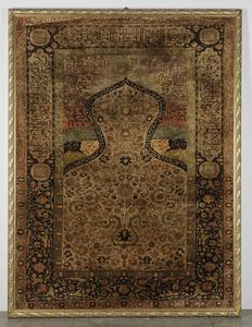 Arte Islamica - Tappeto preghiera in seta Probabilmente Bursa, fine XIX -  inizio XX secolo