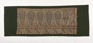 Arte Islamica - Tessuto ricamato con motivo paisley Kashmir, tardo XIX secolo