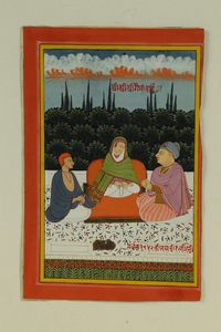 Arte Indiana - Miniatura probabilmente raffigurante Gora Devi e due orantiIndia, Kotah o Jaipur, datata 1852 (Calendario Indiano)Pigmenti naturali e oro su carta