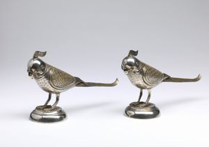 Arte Islamica - Coppia di aspersori in argento in forma di uccello India, forse Lucknow, XIX secolo