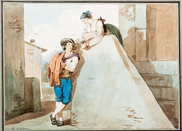Bartolomeo Pinelli : Corteggiamento  - Asta Dipinti e Disegni Antichi, Arte del XIX Secolo - Associazione Nazionale - Case d'Asta italiane