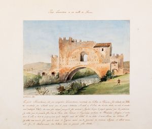 Scuola francese prima met del XIX secolo - "Pont Lamentano a un mille de Rome"