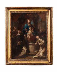 Sebastiano Conca (Gaeta 1680 - Napoli 1764) - Madonna con Bambino in trono tra San Domenico e Santa Caterina da Siena