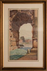 Giovanni Monti - Veduta del Colosseo dall'Arco di Tito