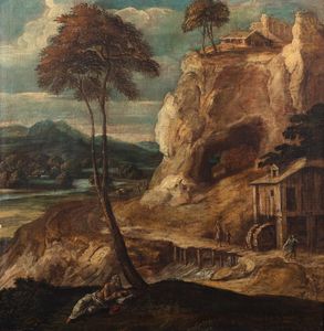 Scuola veneta, secolo XVI - San Girolamo in un paesaggio
