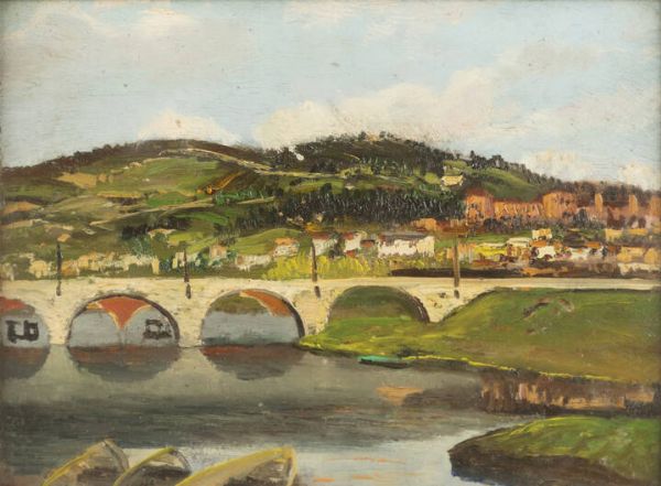 ROMOLO GARRONE Torino 1891 - 1959 : Ponte sul Po  - Asta Asta 176 Dipinti e Arti Decorative - Associazione Nazionale - Case d'Asta italiane