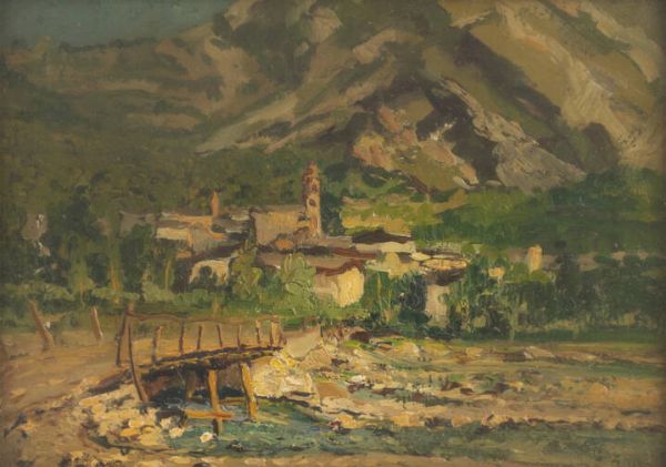 ROMOLO GARRONE Torino 1891 - 1959 : Paesaggio montano con fiume  - Asta Asta 176 Dipinti e Arti Decorative - Associazione Nazionale - Case d'Asta italiane