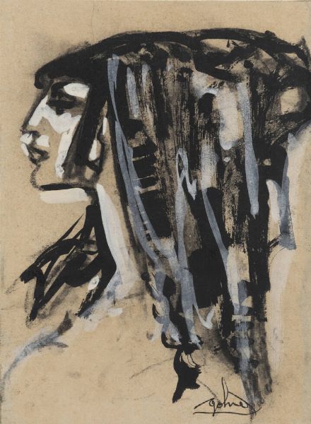 GOLIA (Eugenio Colmo) Torino 1885 - 1967 : Donna di profilo  - Asta Asta 176 Dipinti e Arti Decorative - Associazione Nazionale - Case d'Asta italiane