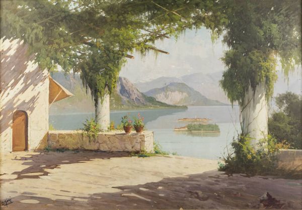 GIORGI D. : Vista sul lago  - Asta Asta 176 Dipinti e Arti Decorative - Associazione Nazionale - Case d'Asta italiane