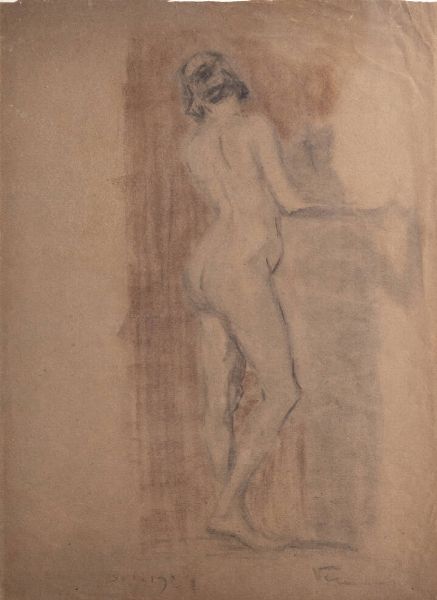 FELICE VELLAN Torino 1889 - 1976 : Nuda in posa 3/1/1921  - Asta Asta 176 Dipinti e Arti Decorative - Associazione Nazionale - Case d'Asta italiane
