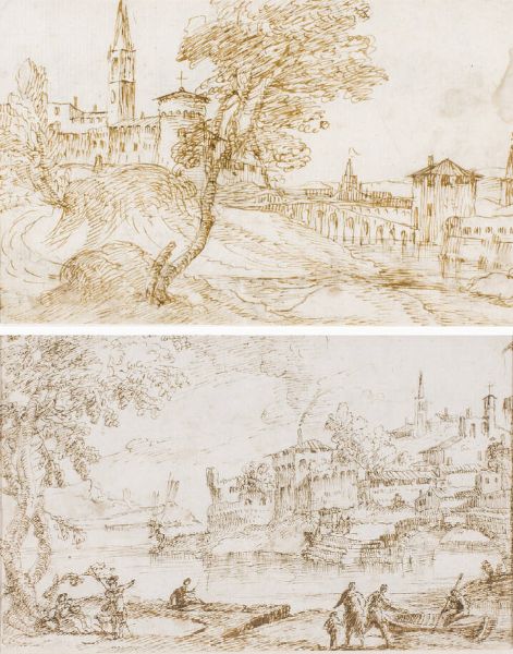 PITTORE ANONIMO Fine XVIII secolo : Paesaggio  - Asta Asta 176 Dipinti e Arti Decorative - Associazione Nazionale - Case d'Asta italiane